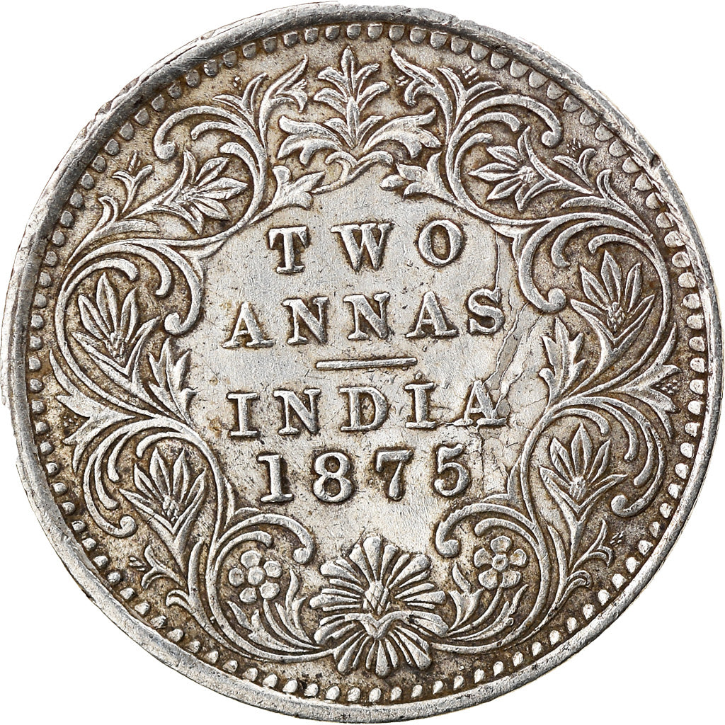 Coin, INDIA-BRITISH, Victoria, 2 Annas, 1875, EF(40-45), Silver, KM:469