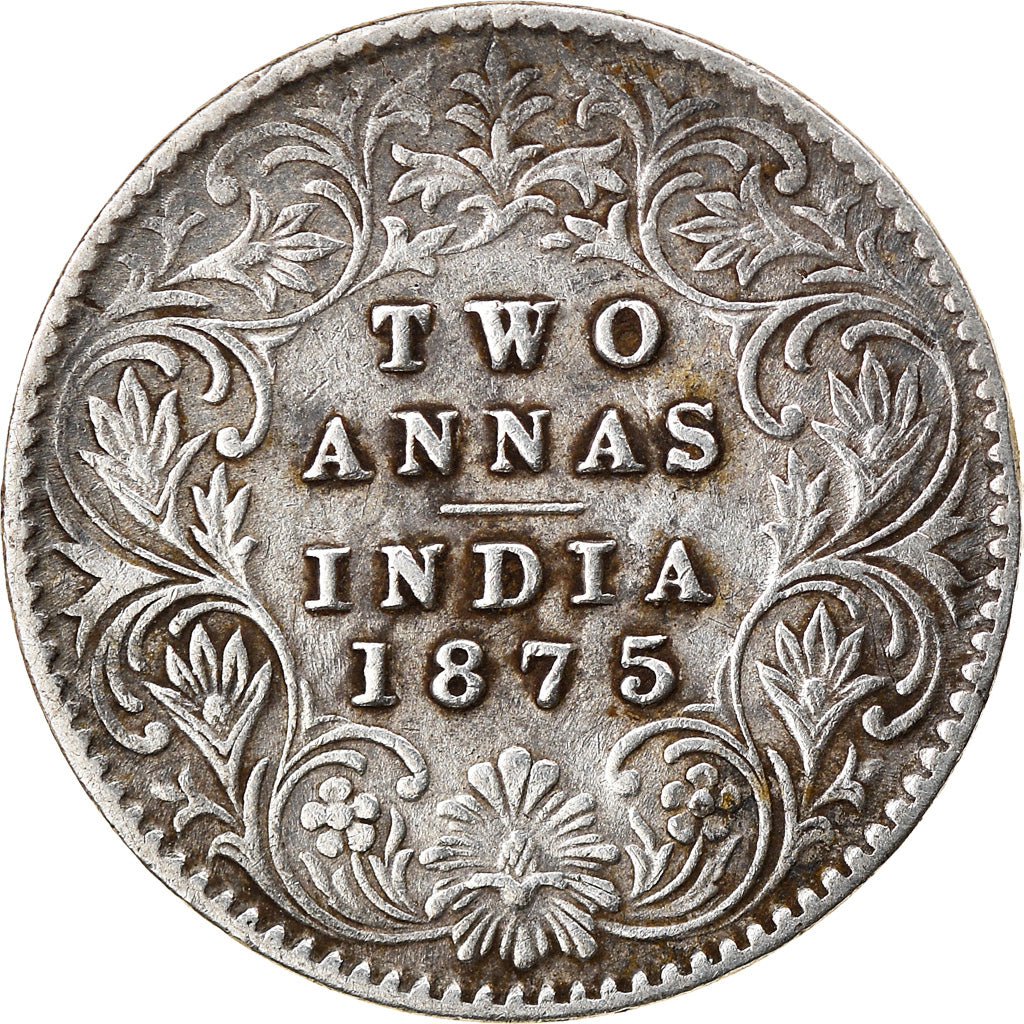 Coin, INDIA-BRITISH, Victoria, 2 Annas, 1875, EF(40-45), Silver, KM:469