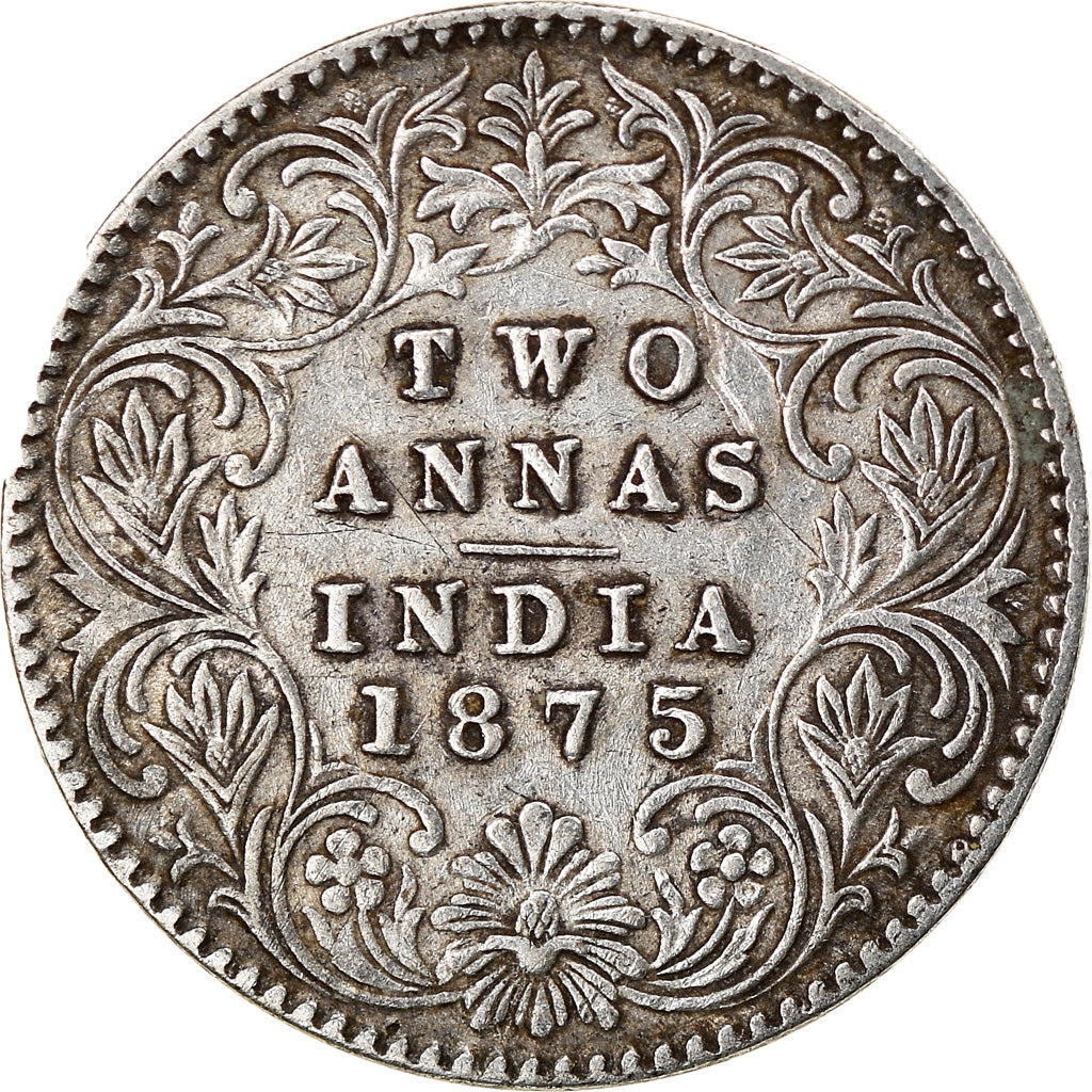 Coin, INDIA-BRITISH, Victoria, 2 Annas, 1875, EF(40-45), Silver, KM:469