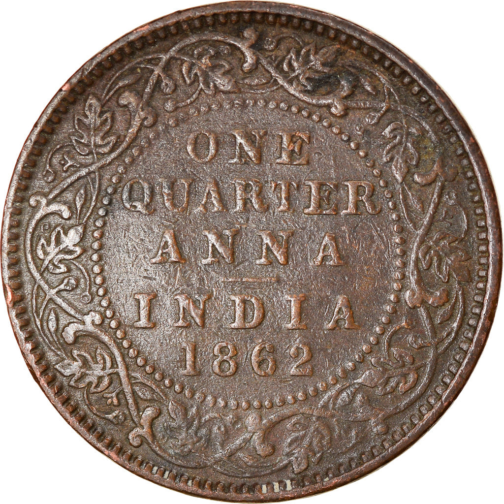 Coin, INDIA-BRITISH, Victoria, 1/4 Anna, 1862, EF(40-45), Copper, KM:467