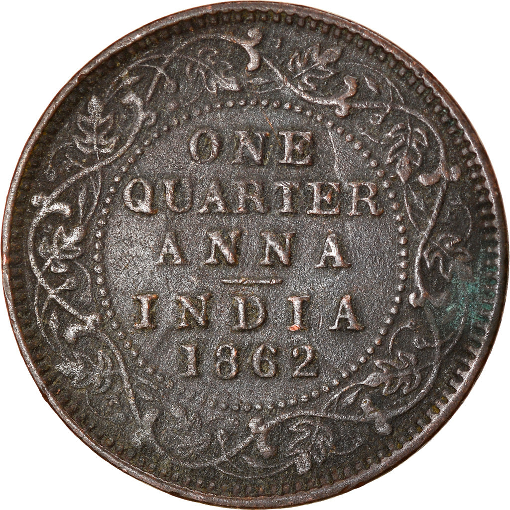 Moneta, INDIA - BRITANNICA, Victoria, 1/4 Anna, 1862, BB, Rame, KM:467