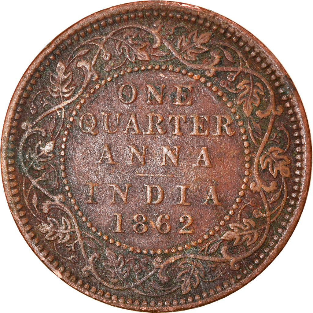 Coin, INDIA-BRITISH, Victoria, 1/4 Anna, 1862, EF(40-45), Copper, KM:467