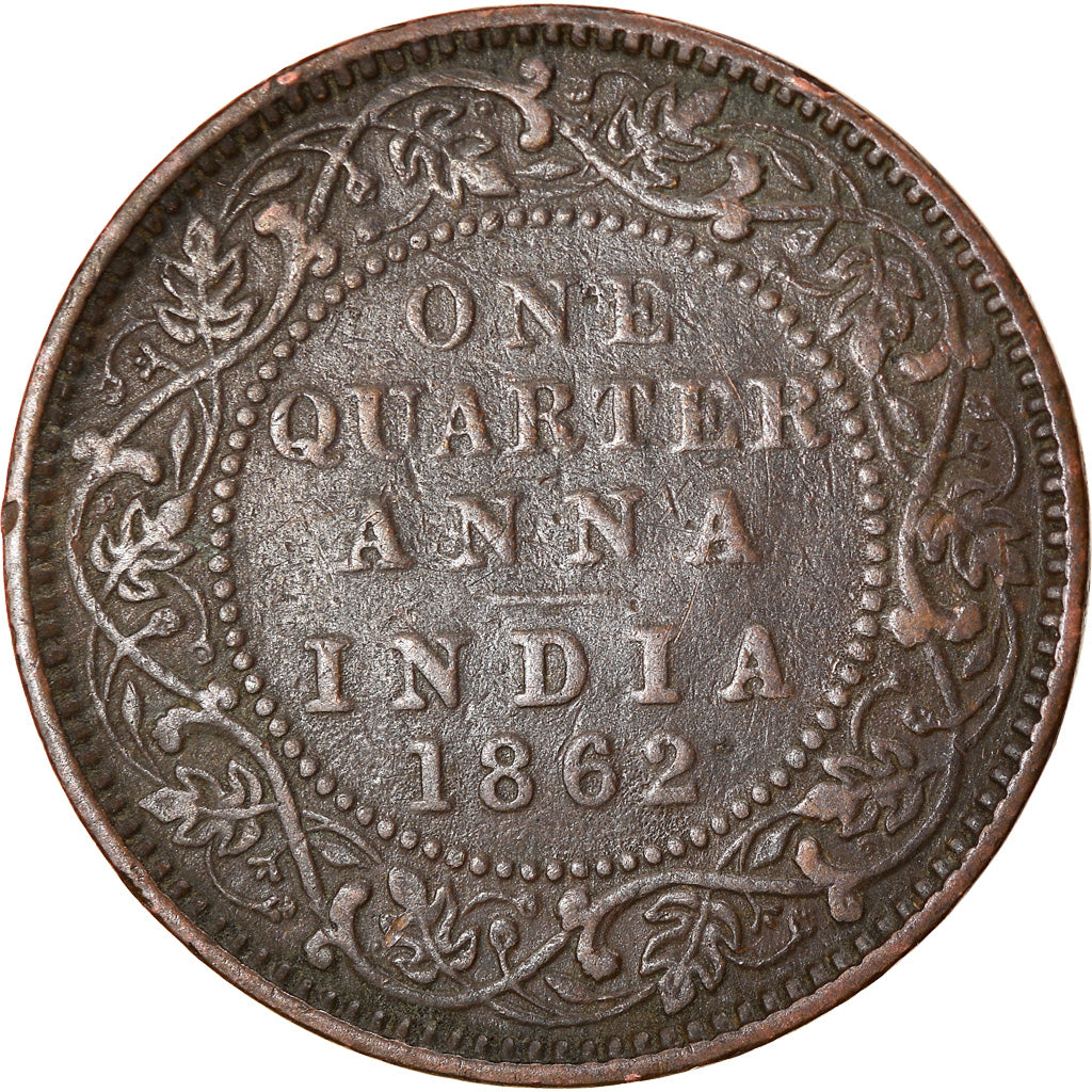 Coin, INDIA-BRITISH, Victoria, 1/4 Anna, 1862, EF(40-45), Copper, KM:467