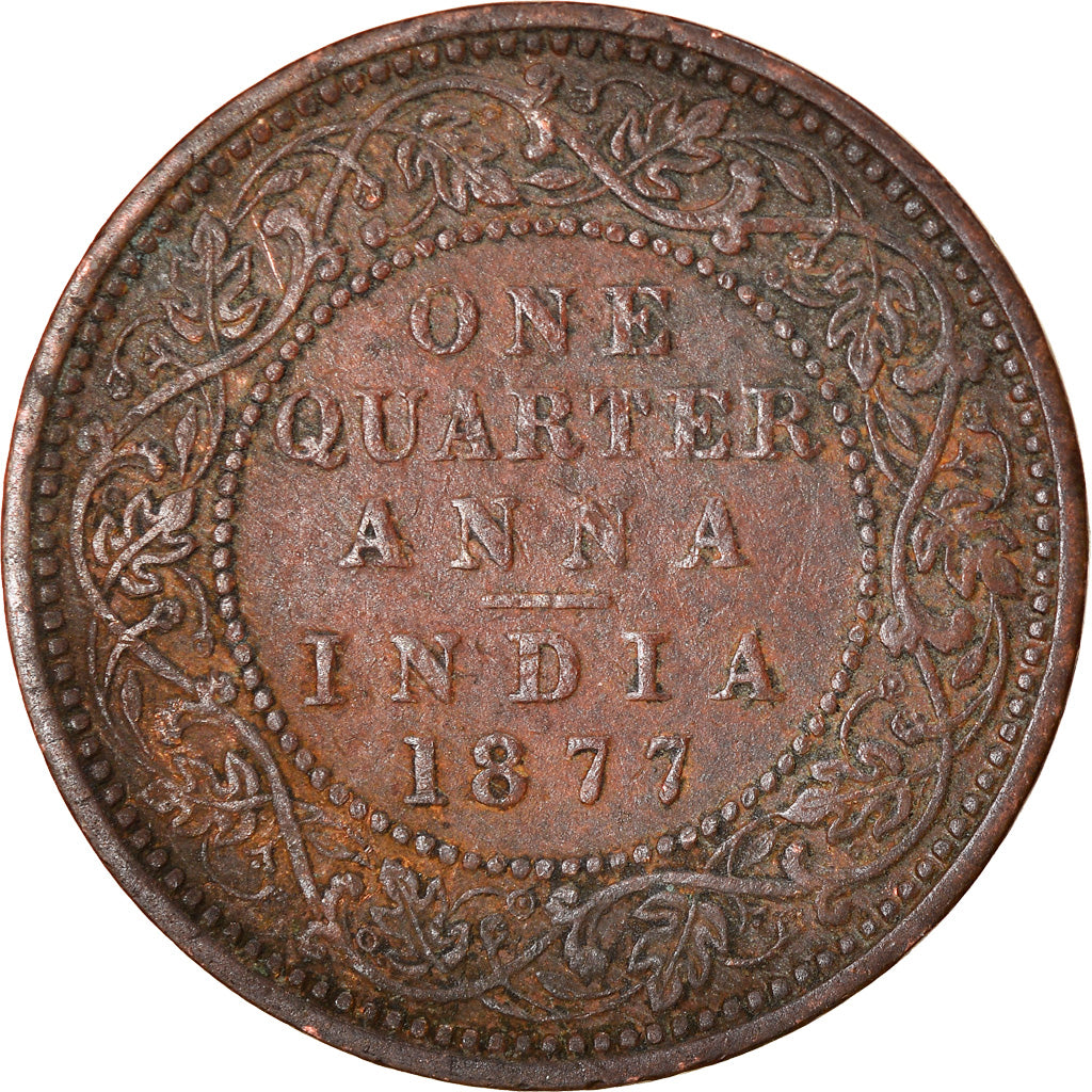 Monnaie, INDIA-BRITISH, Victoria, 1/4 Anna, 1877, TTB, Cuivre, KM:486