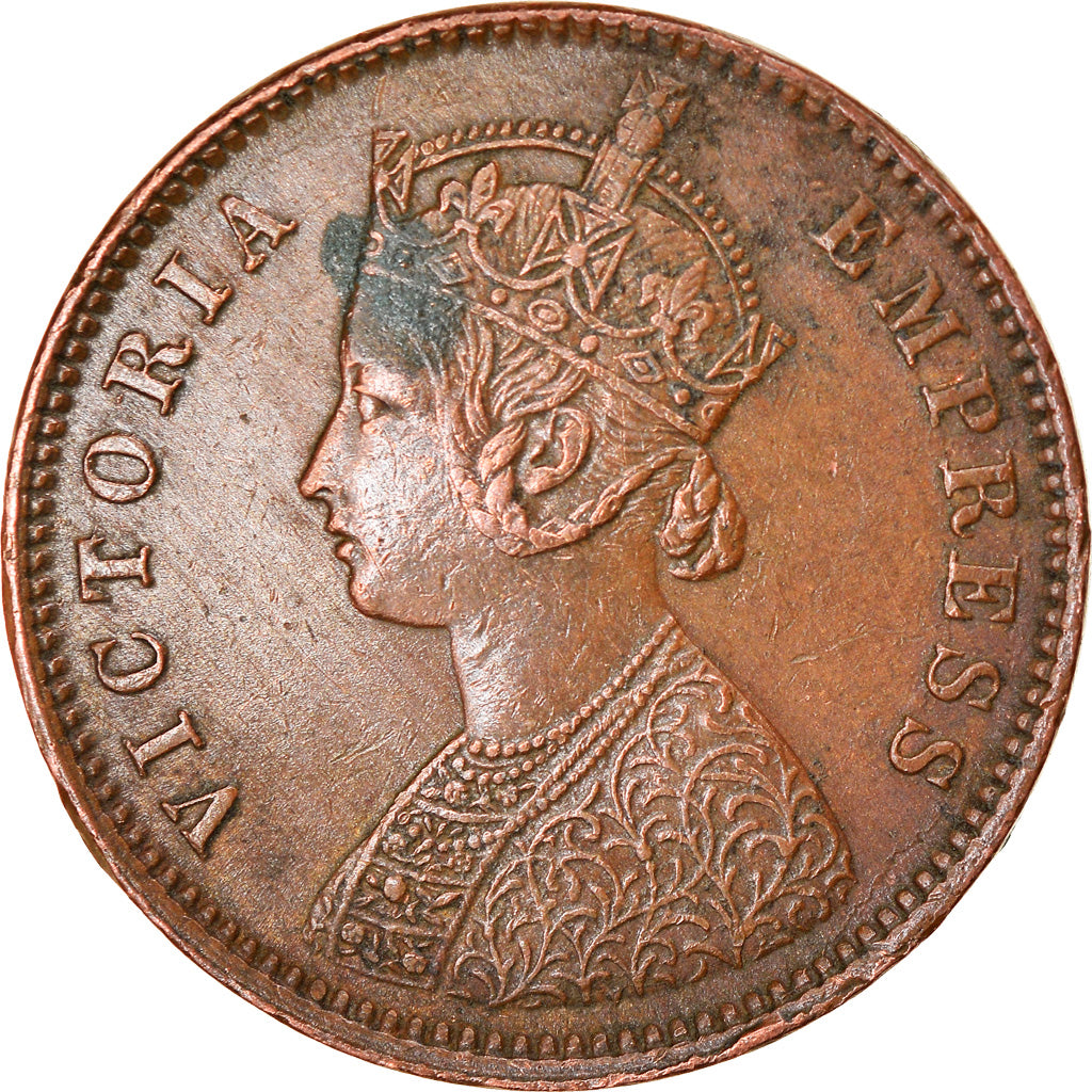 Moneta, INDIA - BRITANNICA, Victoria, 1/4 Anna, 1877, BB, Rame, KM:486