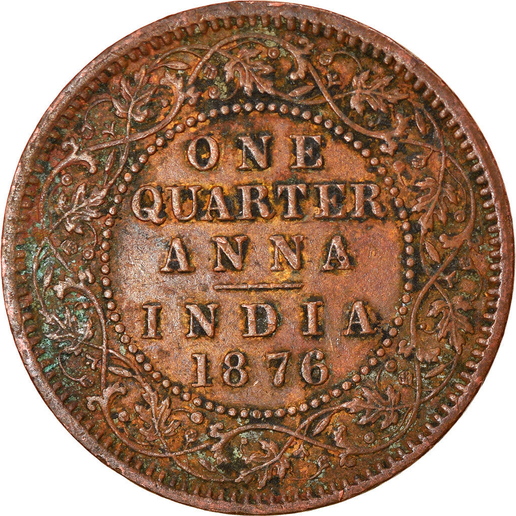 Moneta, INDIA - BRITANNICA, Victoria, 1/4 Anna, 1876, BB, Rame, KM:467