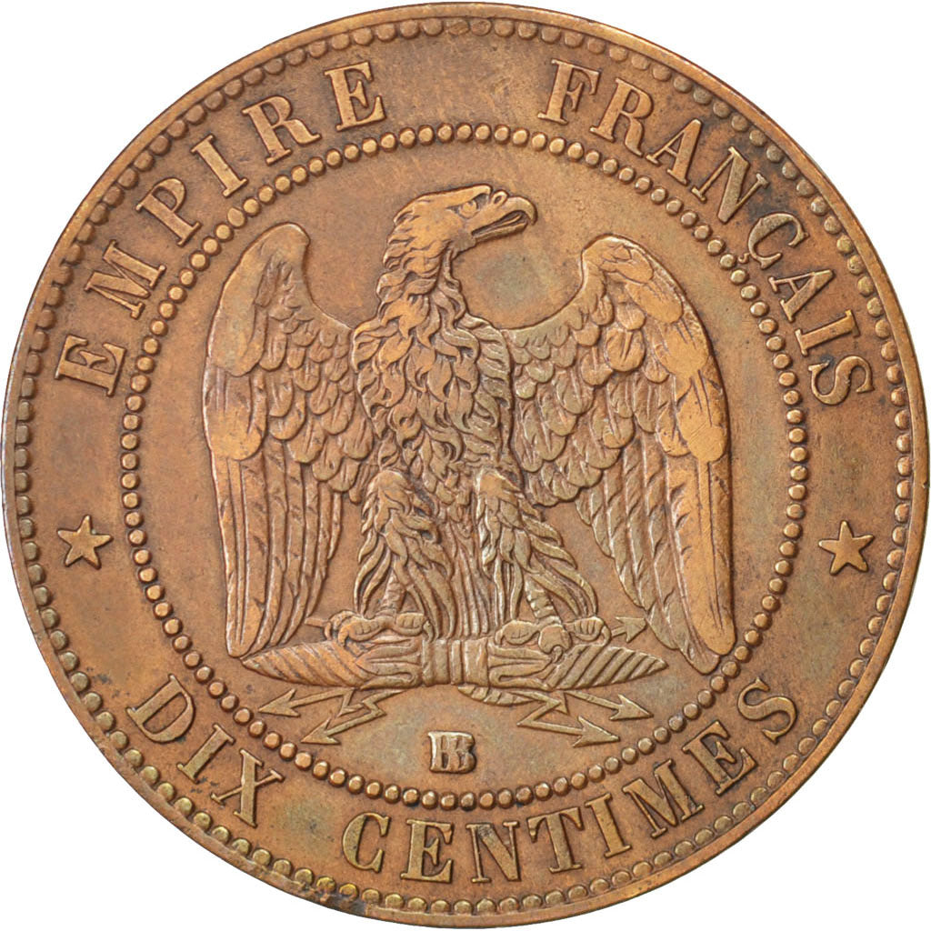 Second Empire, 10 Centimes Napoléon III tête laurée 1864 BB, KM 798.2
