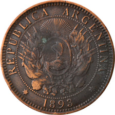Coin, Argentina, 2 Centavos, 1893, VF(30-35), Bronze, KM:33