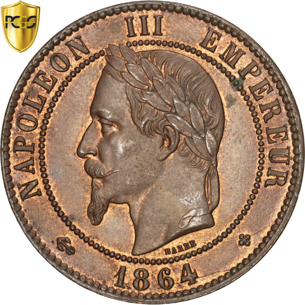 Coin, France, Napoleon III, Napoléon III, 10 Centimes, 1864, Strasbourg, PCGS