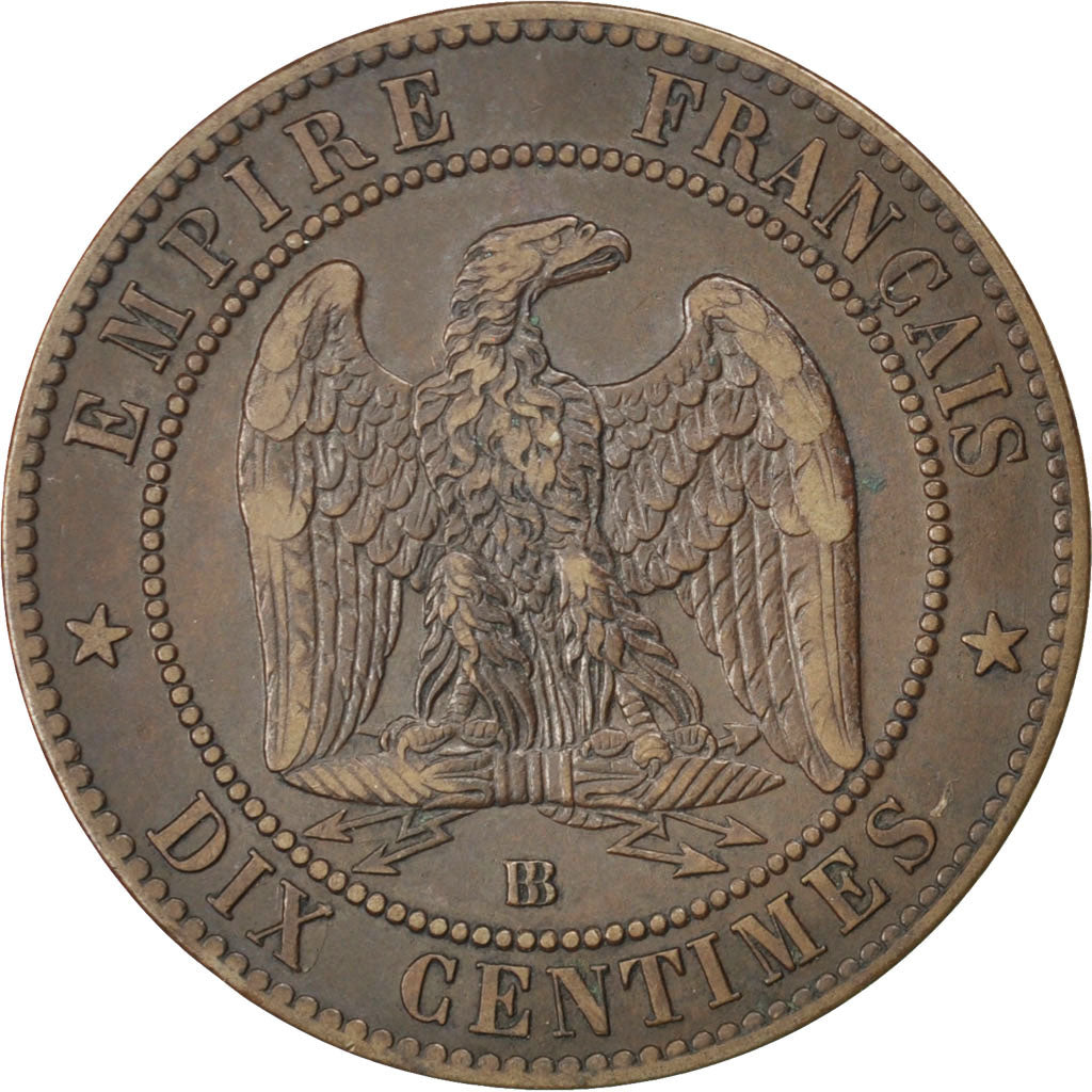 Second Empire, 10 Centimes Napoléon III tête laurée 1865 BB, KM 798.2
