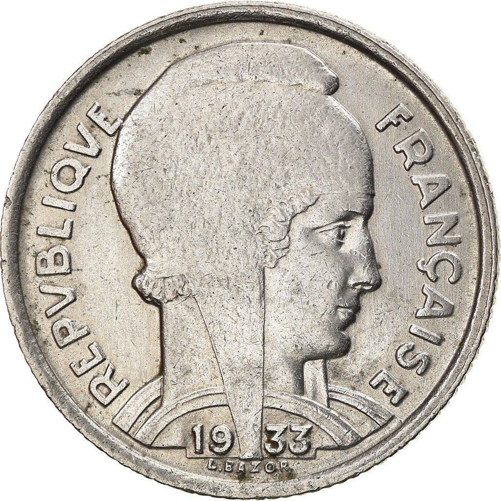 Coin, France, Bazor, 5 Francs, 1933, Paris, AU(55-58), Nickel, KM:887
