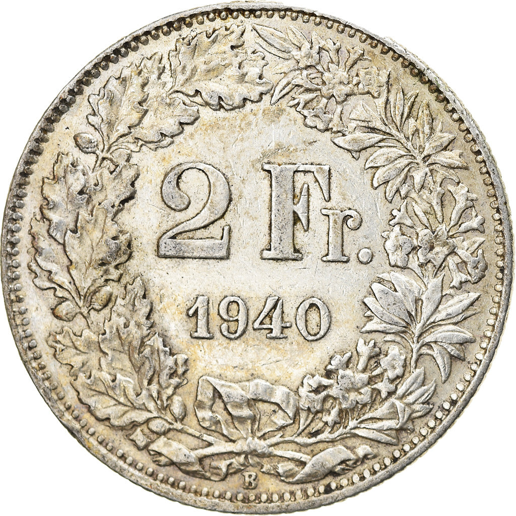 Coin, Switzerland, 2 Francs, 1940, Bern, EF(40-45), Silver, KM:21