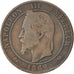FRANCE, Napoléon III, 10 Centimes, 1862, Bordeaux, KM #798.3, VF(20-25), Bronze,