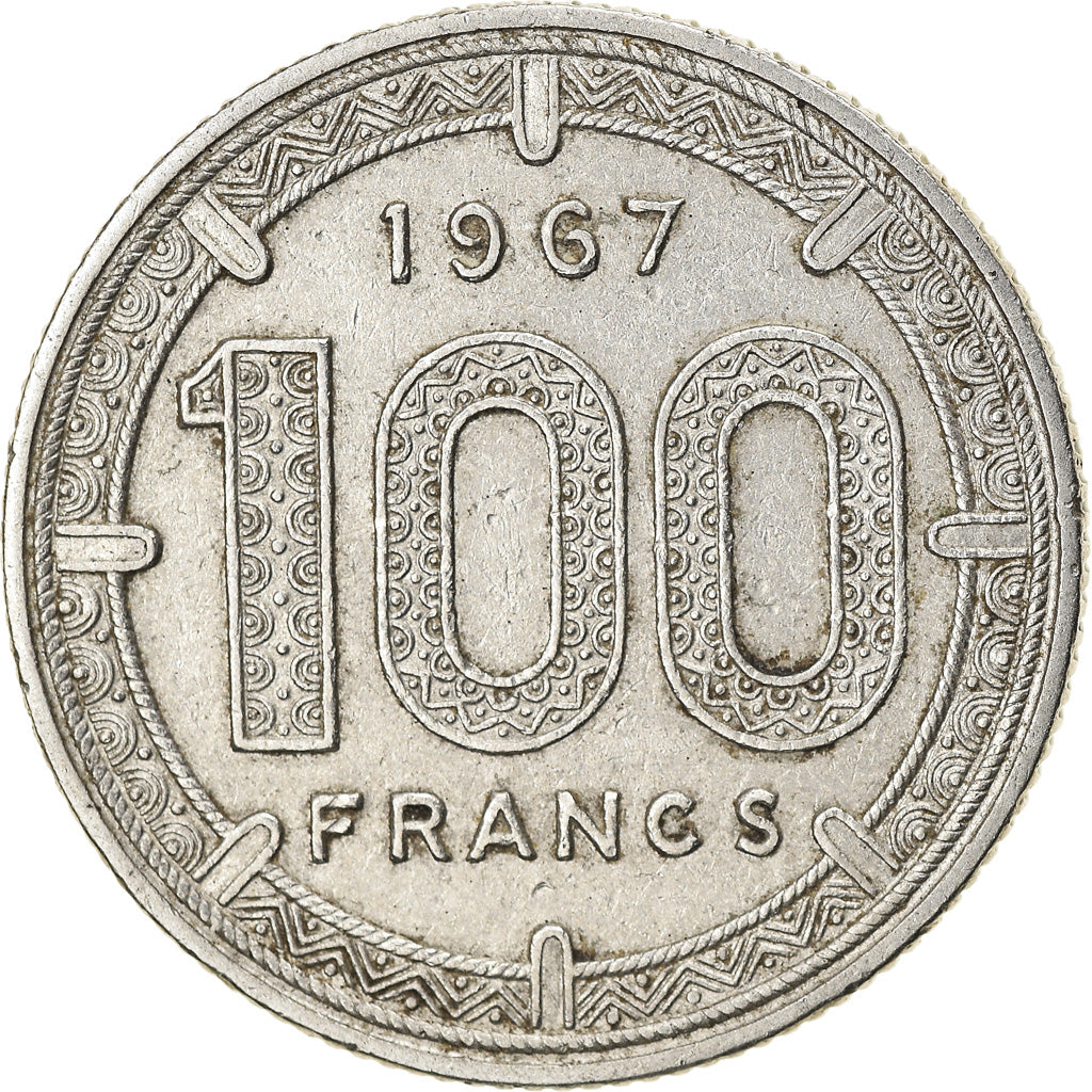 Coin, EQUATORIAL AFRICAN STATES, 100 Francs, 1967, Paris, EF(40-45), Nickel