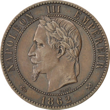 FRANCE, Napoléon III, 10 Centimes, 1862, Bordeaux, KM #798.3, EF(40-45), Bronze,