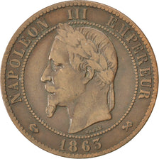 Moneda, Francia, Napoleon III, Napoléon III, 10 Centimes, 1863, Bordeaux, MBC