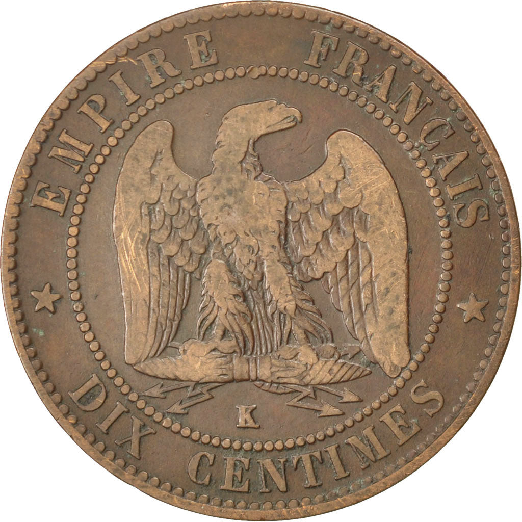 Moneda, Francia, Napoleon III, Napoléon III, 10 Centimes, 1863, Bordeaux, MBC