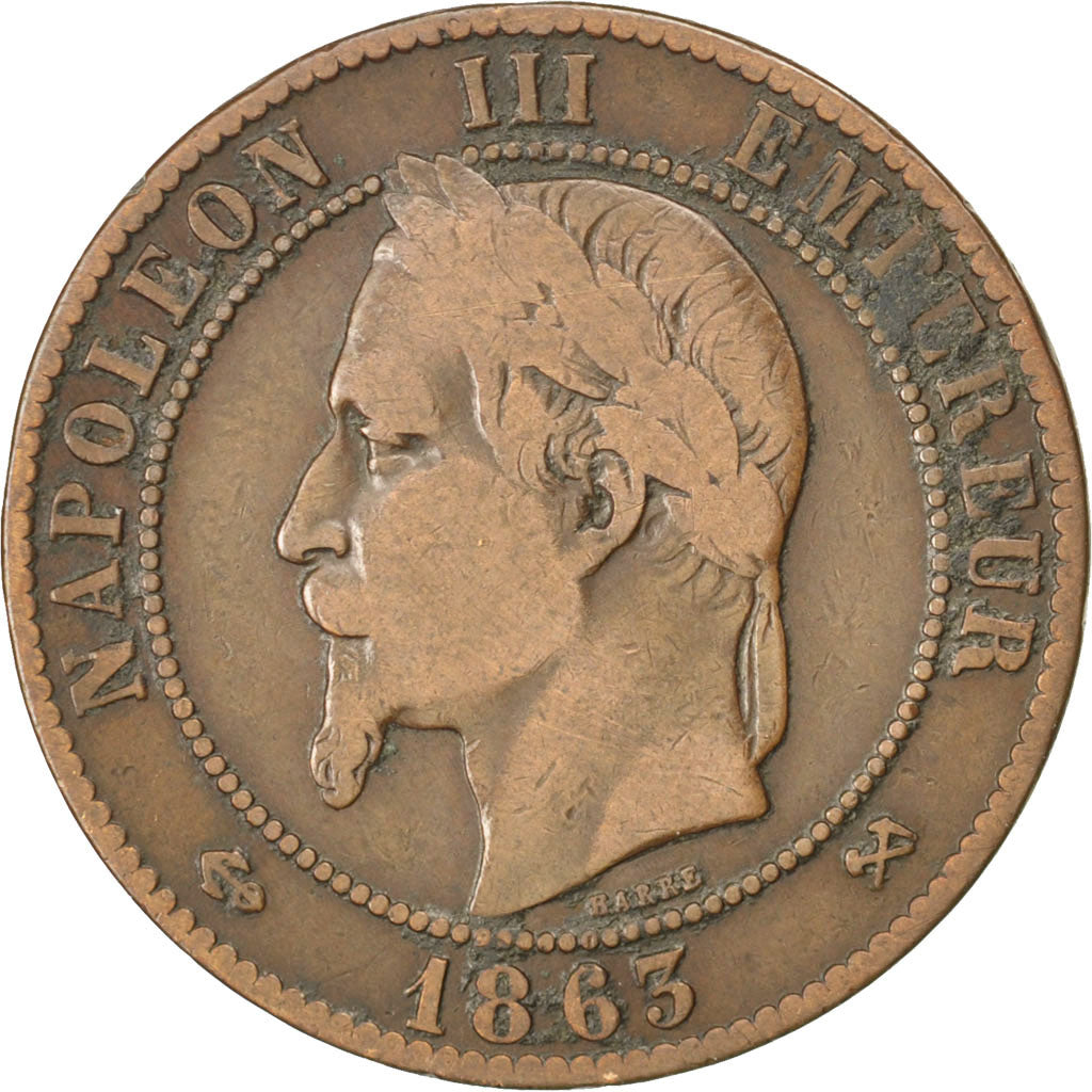 Monnaie, France, Napoleon III, Napoléon III, 10 Centimes, 1863, Bordeaux, TB+