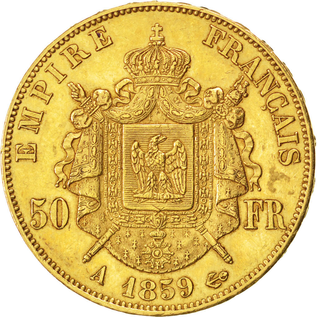 Francia, Napoleon III, Napoléon III, 50 Francs, 1859, Paris, SPL-, Oro, KM:7...