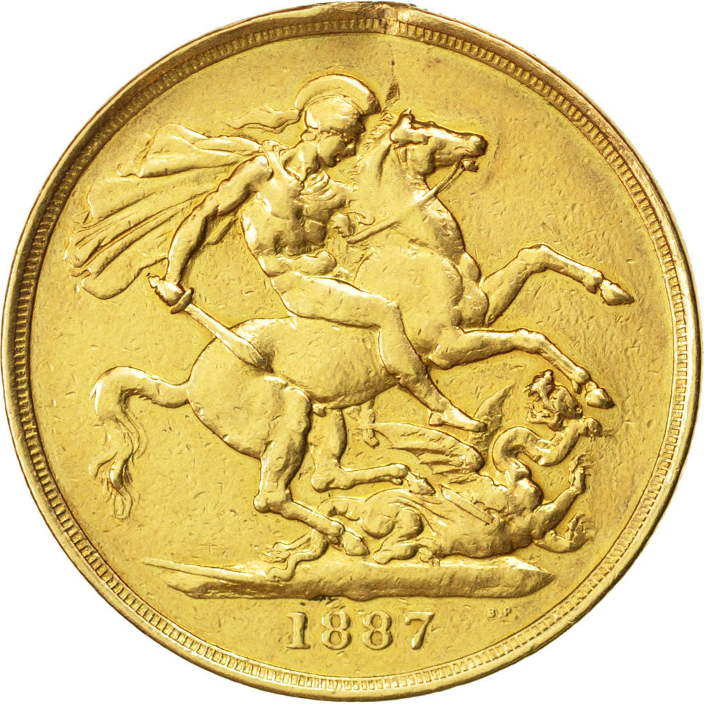 GREAT BRITAIN, 2 Pounds, 1887, KM #768, VF(30-35), Gold, 15.77