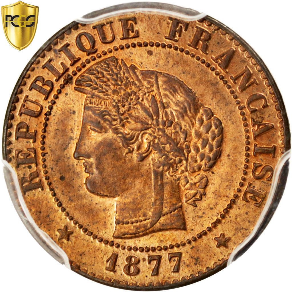 France, Cérès, Centime, 1877, Paris, KM:826.1, PCGS MS64RB