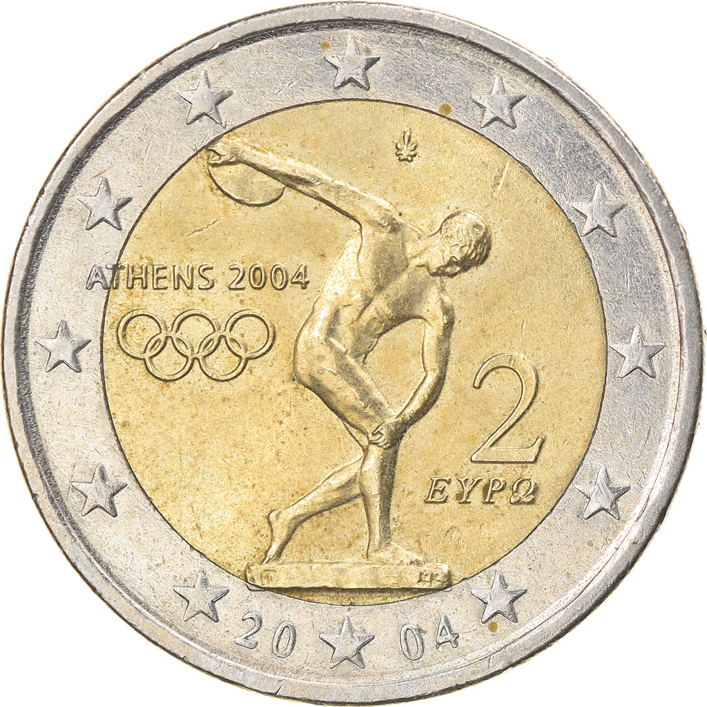 Grécia, 2 Euro, 2004, Athens, EF(40-45), Bimetálico, KM:188