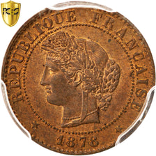 FRANCE, Cérès, Centime, 1878, Paris, KM #826.1, graded, PCGS, MS(64), Bronze, G.