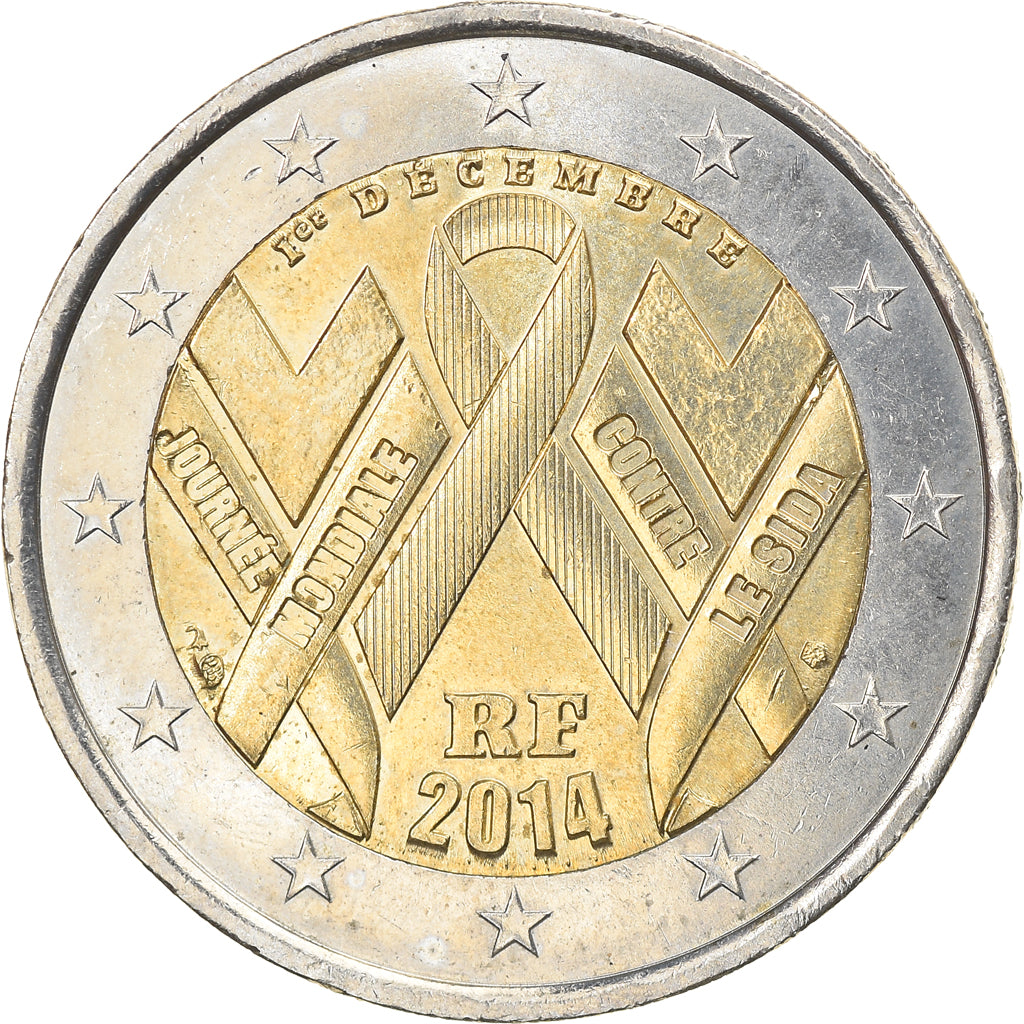 France, 2 Euro, Sida, 2014, AU(55-58), Bi-Metallic, KM:New
