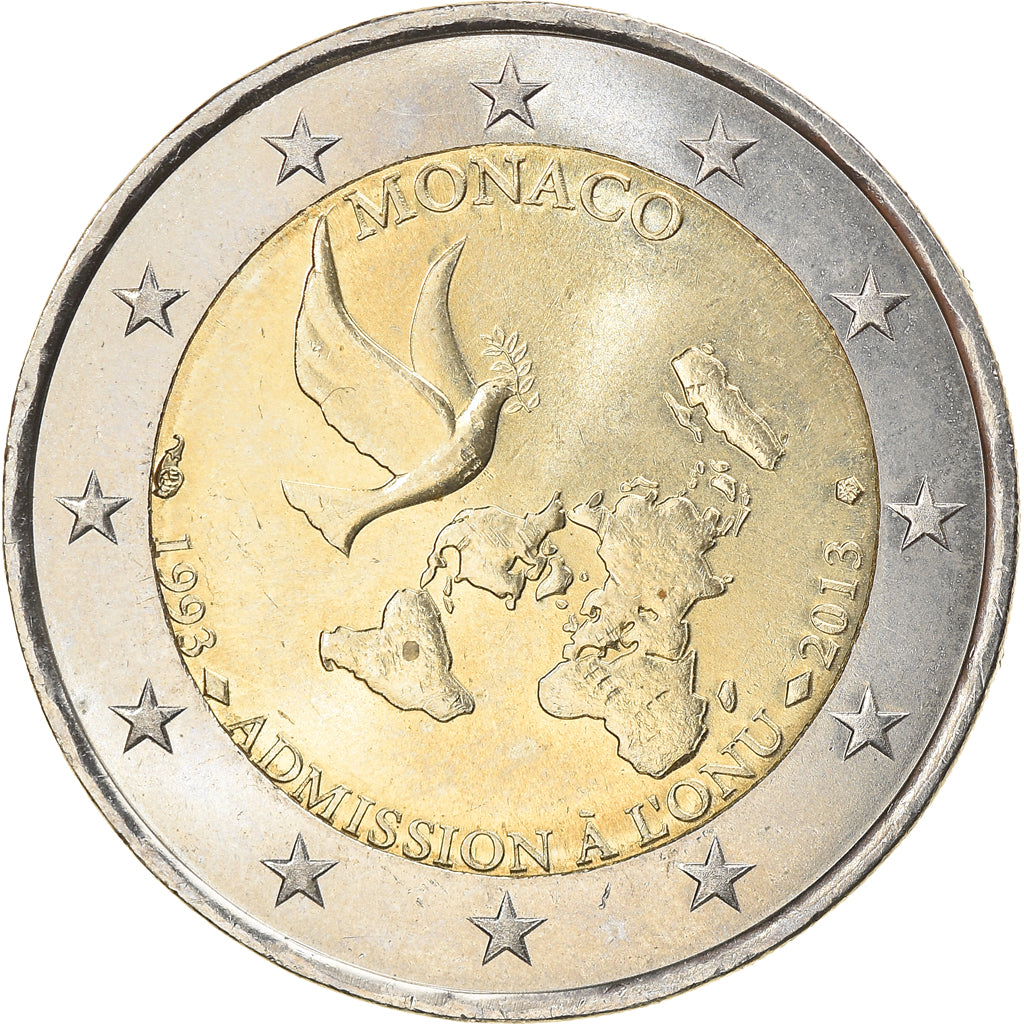 Monaco, 2 Euro, Admission à l'ONU, 2013, MS(63), Bi-Metallic, Gadoury:MC 205