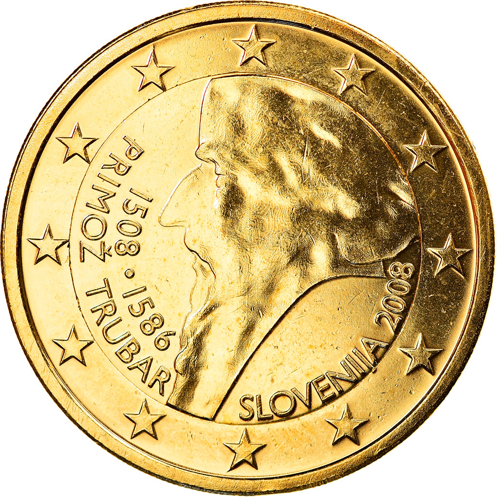 Slovenia, 2 Euro, Primoz Trubar, 2008, Vantaa, golden, MS(63), Bi-Metallic