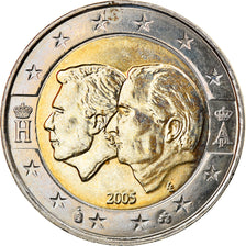 Belgium, 2 Euro, Schengen Agreement, 2005, Brussels, AU(55-58), Bi-Metallic
