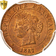 France, Cérès, Centime, 1887, Paris, KM:826.1, PCGS MS65RB