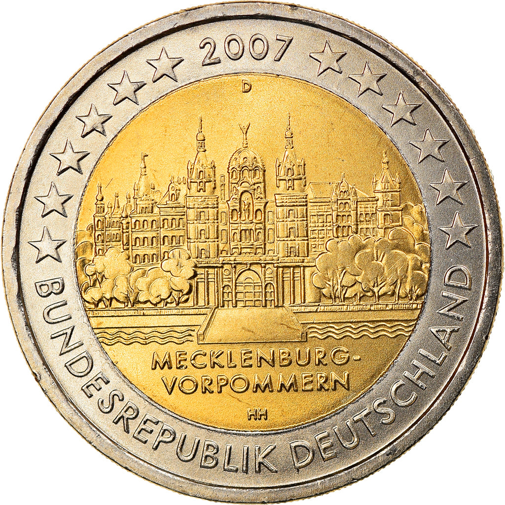Germania, 2 Euro, MECKLENBURG- / VORPOMMERN, 2007, Munich, SPL-, Bi-metallico