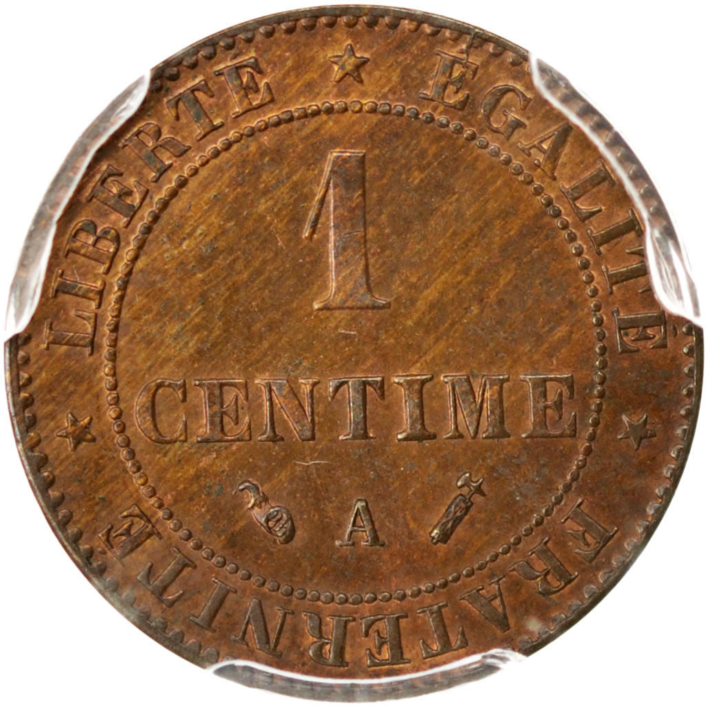 France, Cérès, Centime, 1889, Paris, KM:826.1, PCGS MS64RB