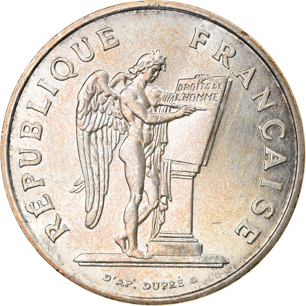Munten, Frankrijk, Droits de l'Homme, 100 Francs, 1989, PR, Zilver, KM:970