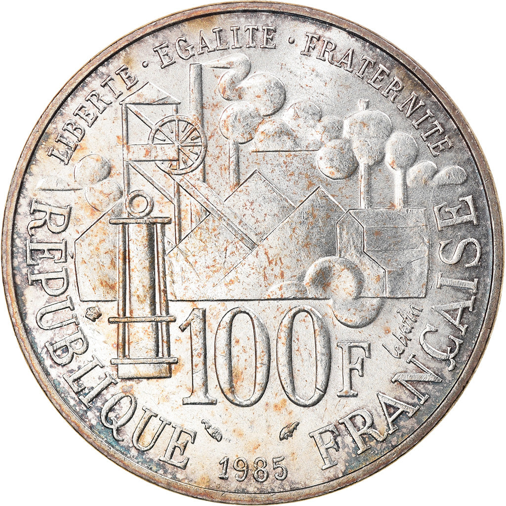 Coin, France, Germinal, 100 Francs, 1985, Paris, AU(55-58), Silver, KM:957