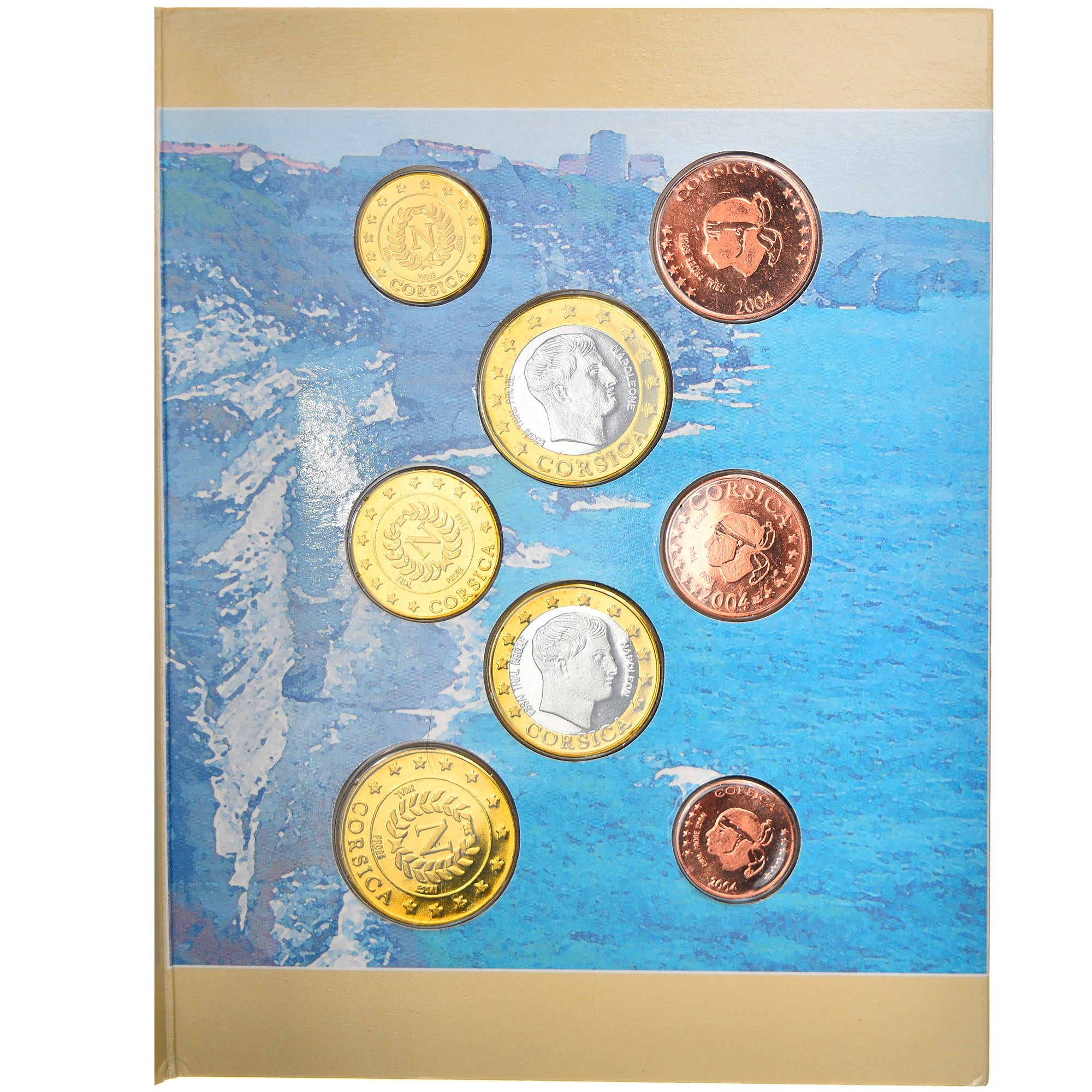 France, 1 Cent to 2 Euro, Corse, 2004, unofficial private coin, FDC