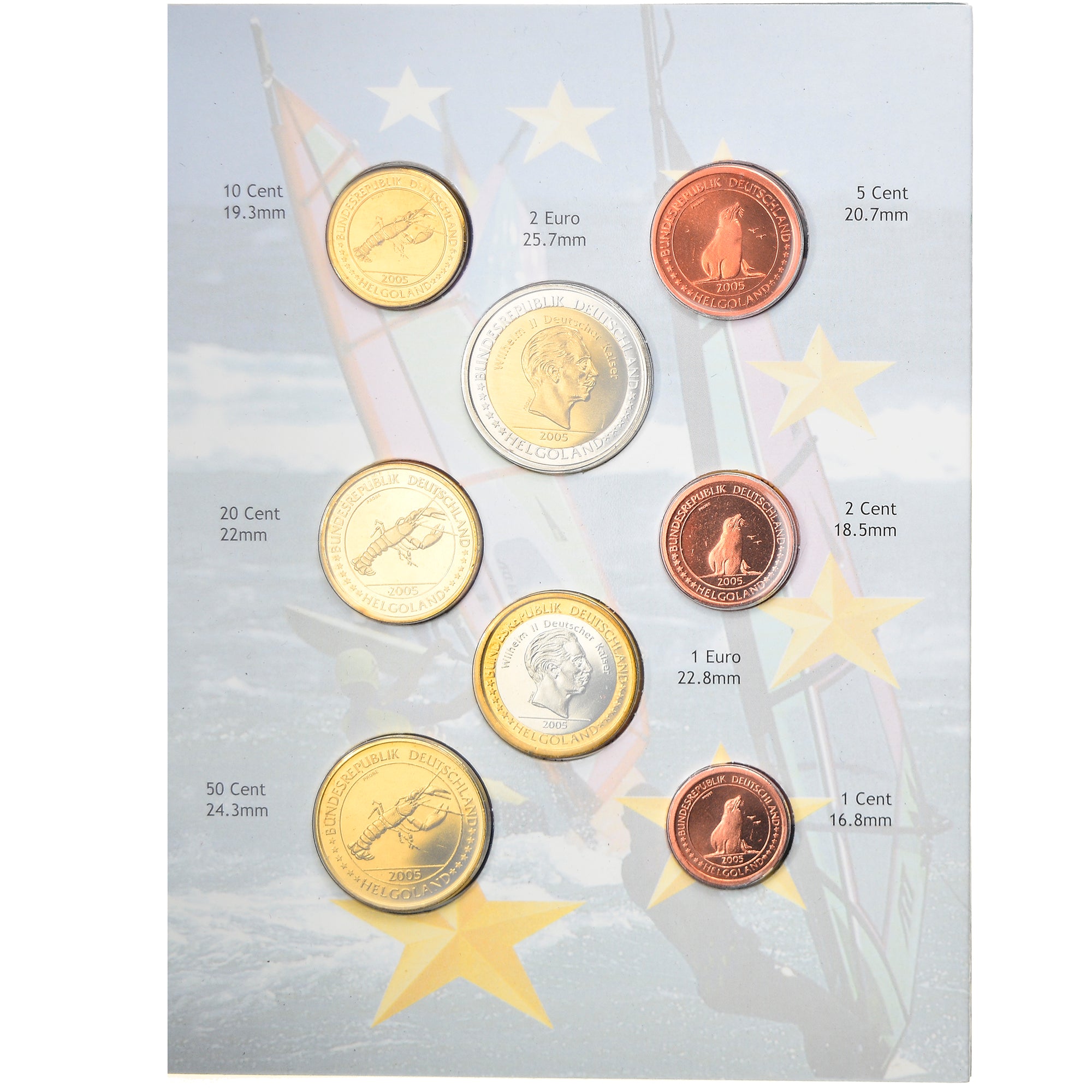 GERMANY - FEDERAL REPUBLIC, 1 Cent to 2 Euro, Helgoland, 2004, unofficial
