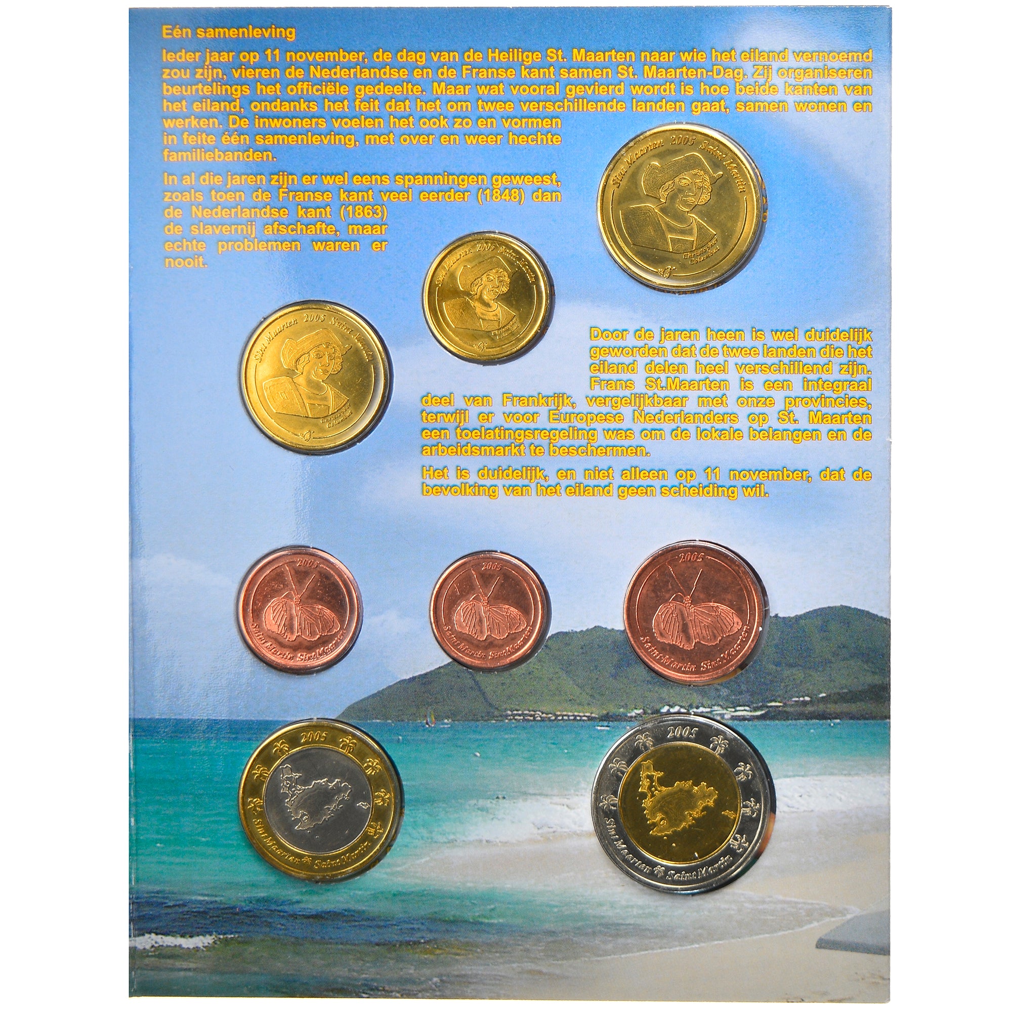 France, 1 Cent to 2 Euro, Saint Martin, 2005, unofficial private coin, MS(65-70)
