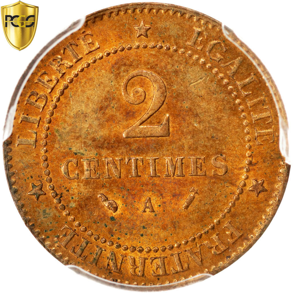 Coin, France, Cérès, 2 Centimes, 1894, Paris, PCGS, MS63RB, MS(63), Bronze