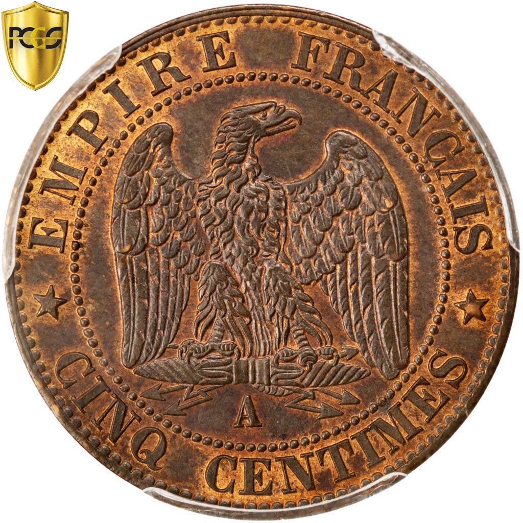 Moneta, Francia, Napoleon III, Napoléon III, 5 Centimes, 1865, Paris, PCGS