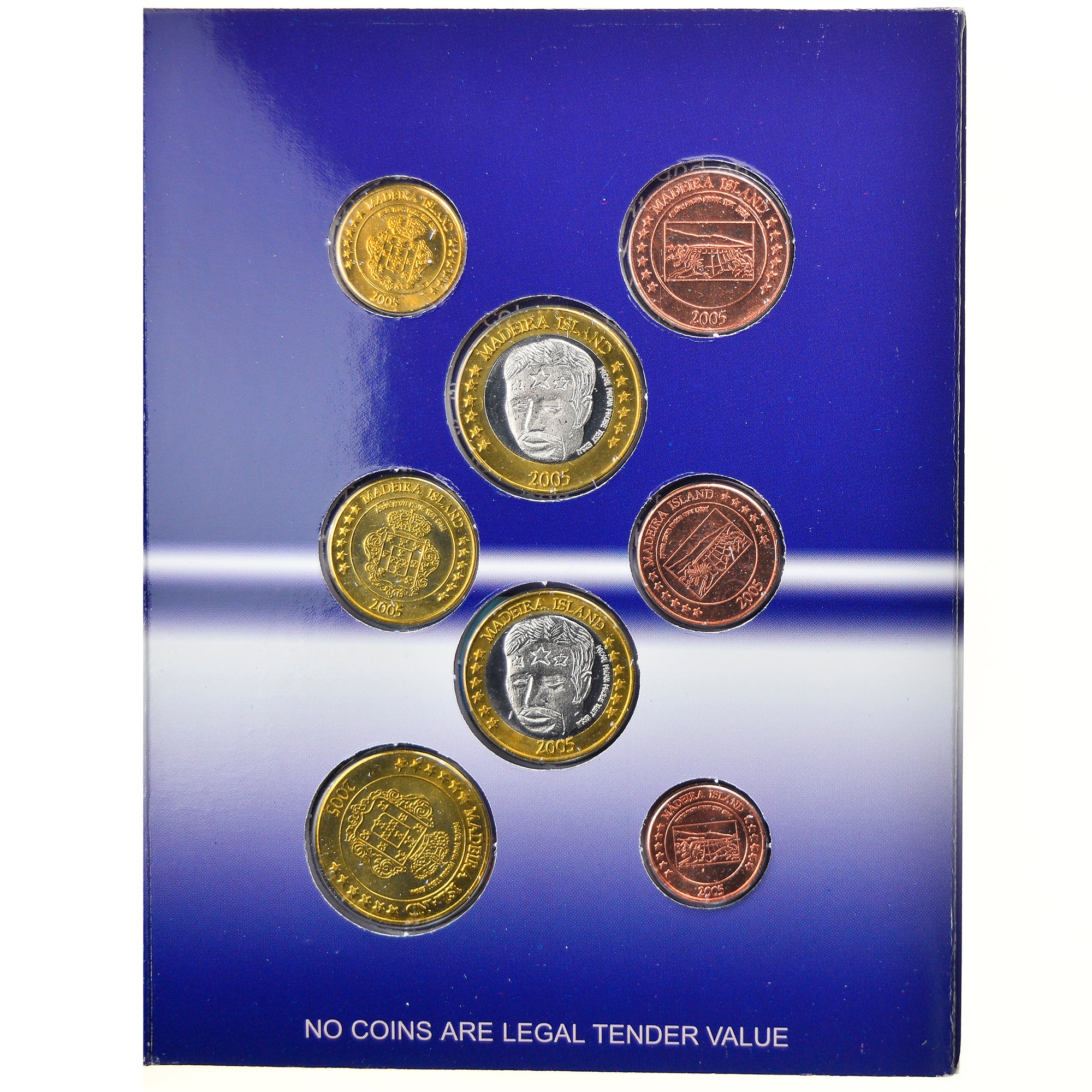 MADEIRA ISLANDS, 1 Cent to 2 Euro, 2005, unofficial private coin, MS(65-70)