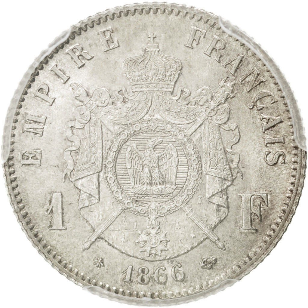 France, Napoléon III, Franc, 1866, Paris, KM:806.1, PCGS MS64