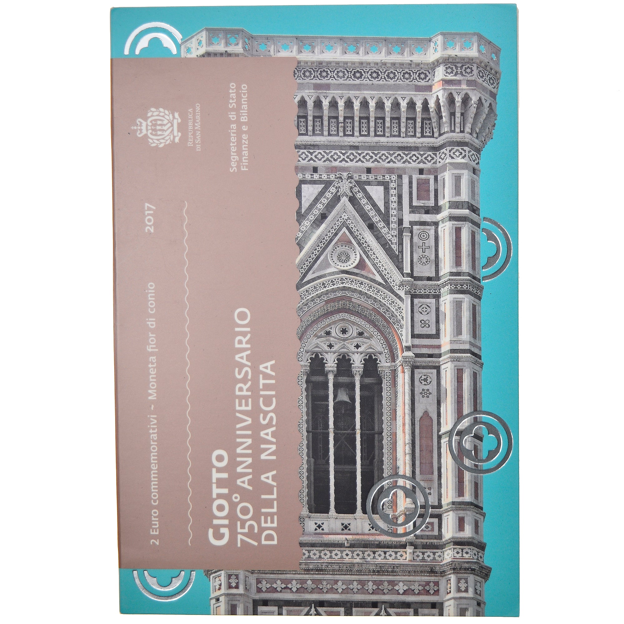 San Marino, 2 Euro, Giotto 1267-2017, 2017, Rome, MS(65-70)