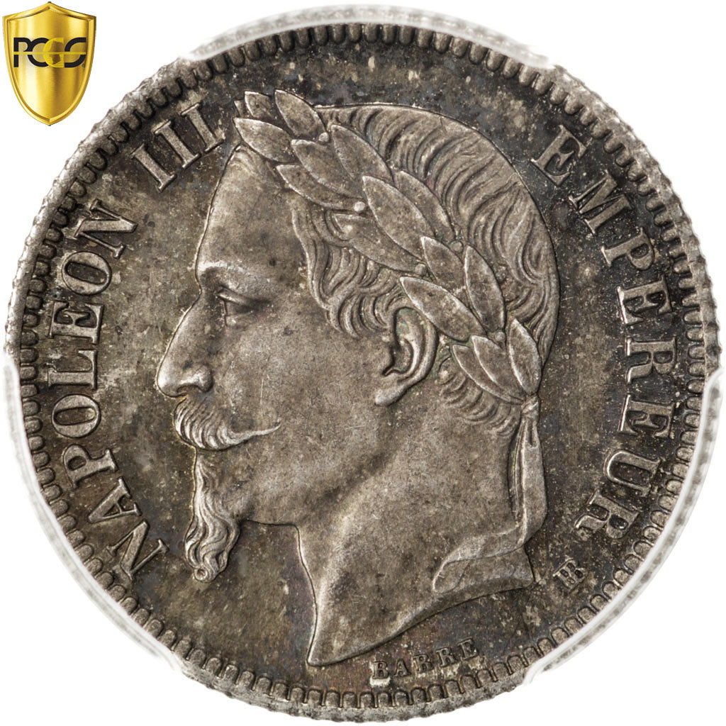 FRANCE, Napoléon III, Franc, 1866, Strasbourg, KM #806.2, graded, PCGS, MS(64),