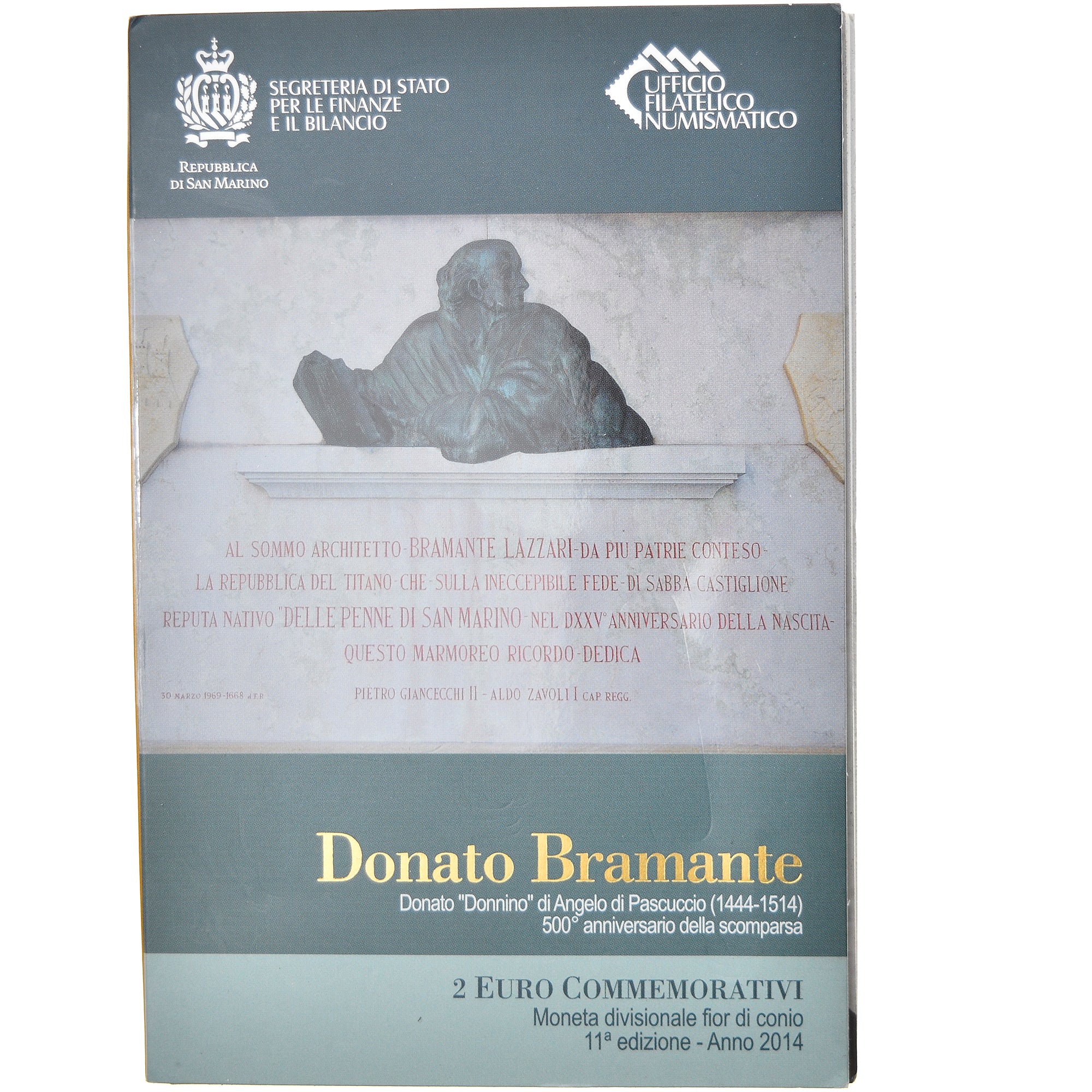 San Marino, 2 Euro, Donato Bramante, 2014, Rome, MS(65-70)