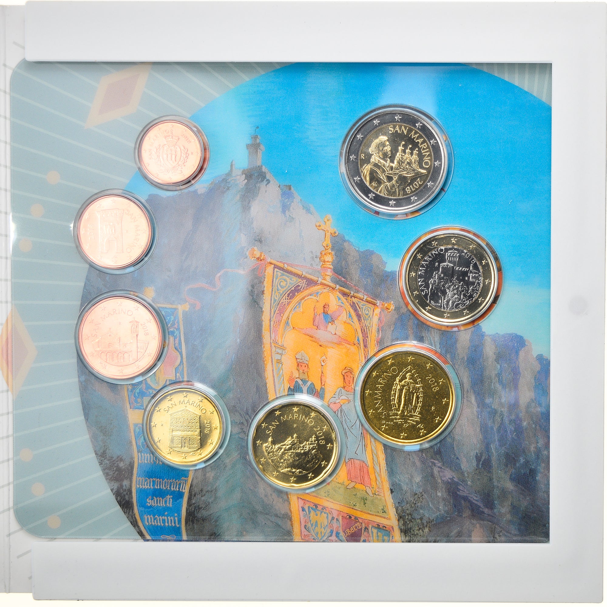 San Marino, 1 Cent to 2 Euro, 2018, Rome, MS(65-70)
