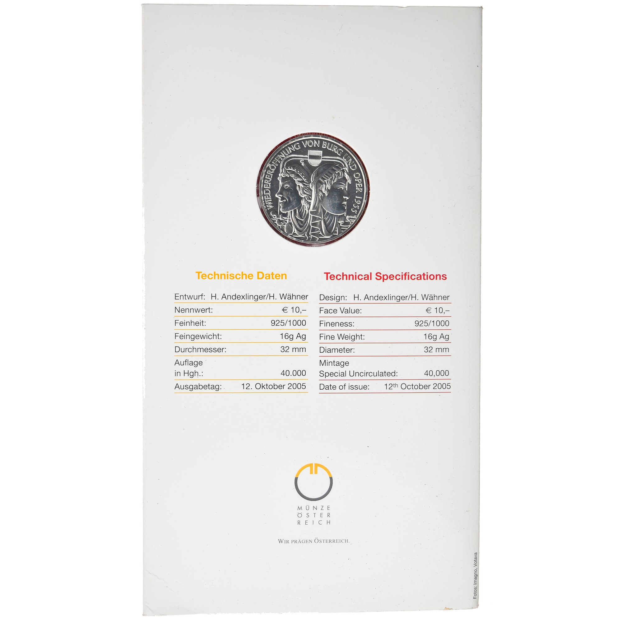 Austria, 10 Euro, 2005, Vienna, FDC, Argento, KM:3125