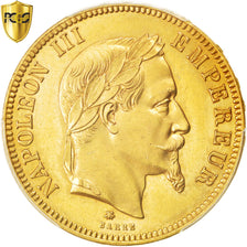 Second Empire, 100 Francs or Napoléon III tête laurée 1864 A, PCGS MS62, KM 802.