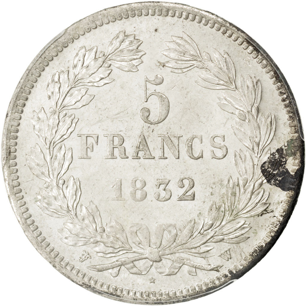 FRANCE, 5 Francs, 1832, Lille, KM #749.13, graded, PCGS, MS(60-62), Silver,...